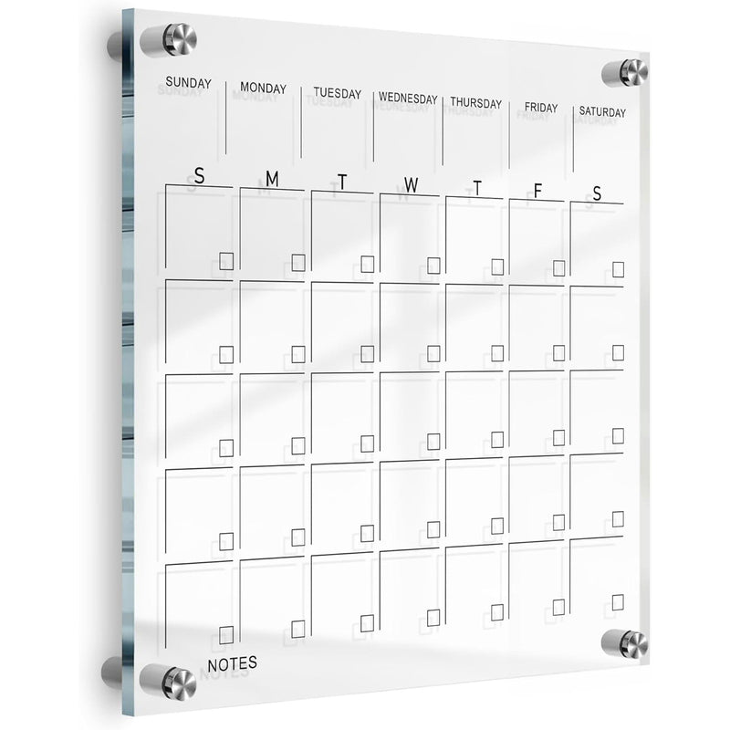 12" X 12" Guardmate Acrylic Wall Calendar Clear Calendar Whiteboard