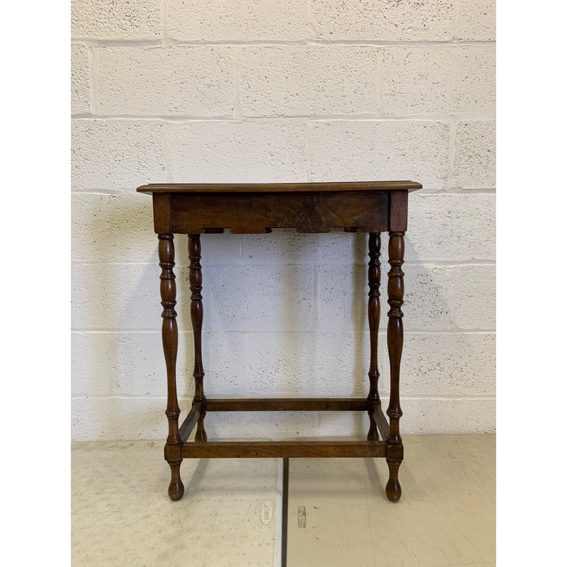 Vintage Wood Table, 24 x 14" Top, 29" H, Rustic Dark Brown Rustic Wood