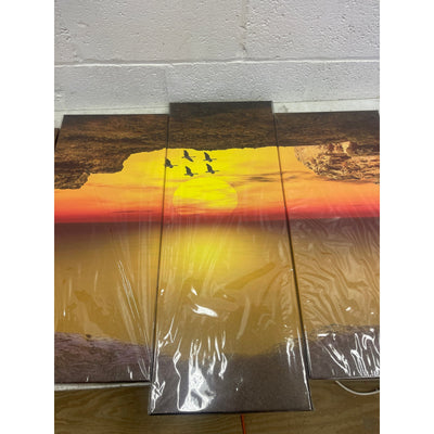 Birds Sunset Canvas Wall Art Orange Sunset Birds Flock Canvas Print, 5 Piece