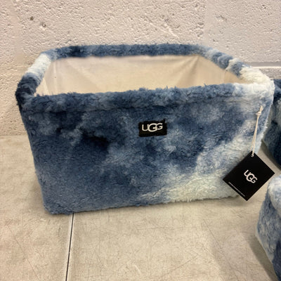 Ugg Teddie Tie-Dye 3 Piece Storage Set Soft Fuzzy Baskets Home Organization Blue