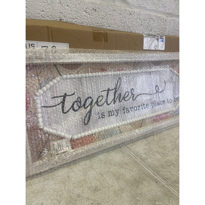 HAUCOZE Framed Wood Wall Art TOGETHER Ornament Hanging Sign 23.6inch