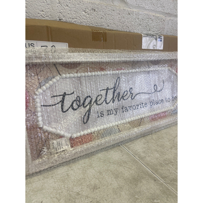 HAUCOZE Framed Wood Wall Art TOGETHER Ornament Hanging Sign 23.6inch