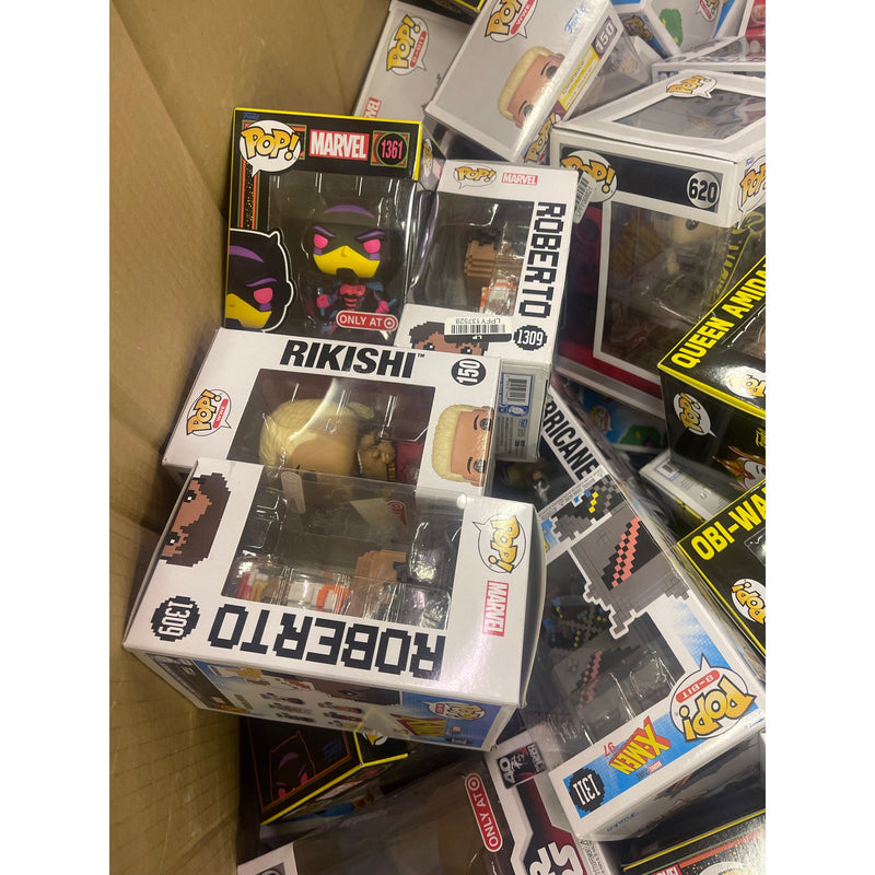 Pallet-of-300 FUNKO POPS IN BOX, MULTIPLE SIZES, Star Wars, Marvel, WWE, Justice League, Avengers