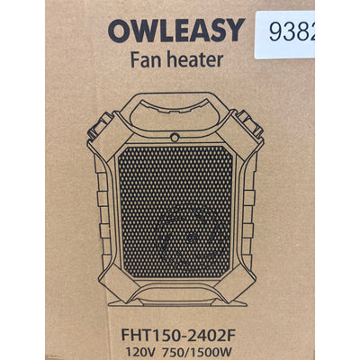 Owleasy Fan Heater Adjustable 750/1500W, Small Portable Heater - Black 120V