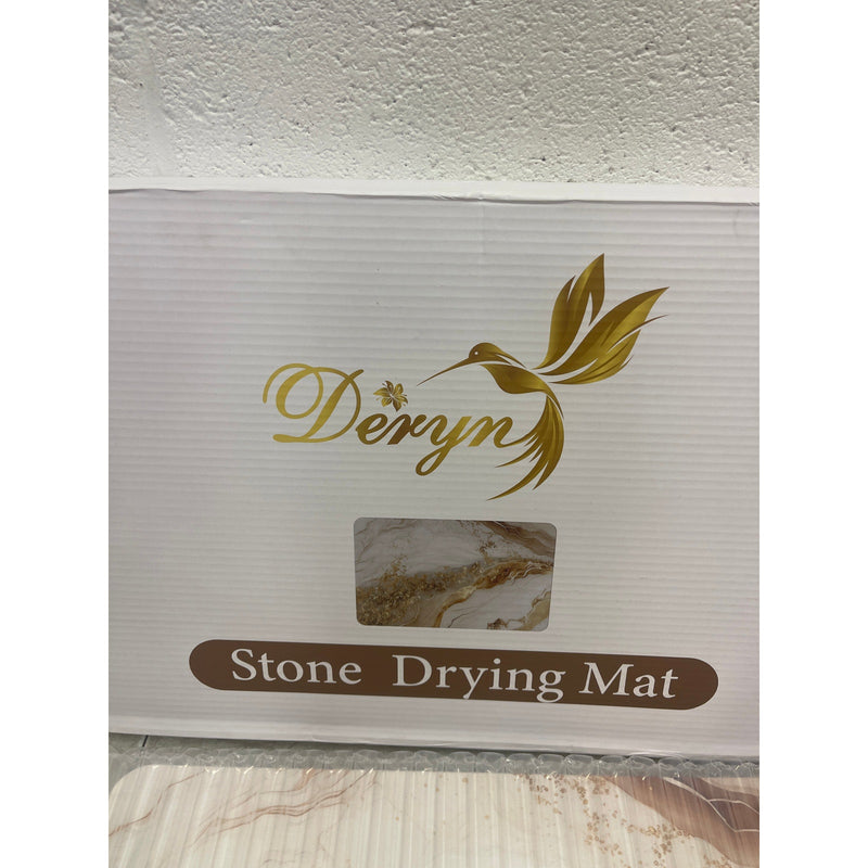 DERYN - Large Stone Dish Drying Mat for Kitchen Counter - 23.6"L × 15.4"W