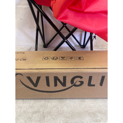 Vingli 31" Portable Folding Camping Chair with Cup Holder & Carrying Bag, Red