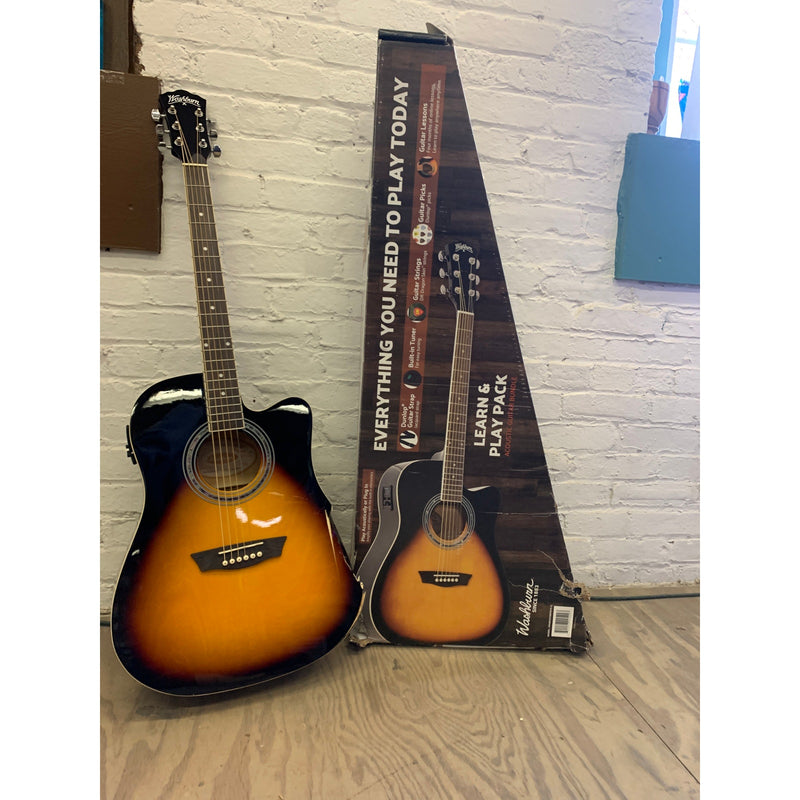 DAMAGED Washburn WA90CE Dreadnought Acoustic-Electric Guitar Vintage