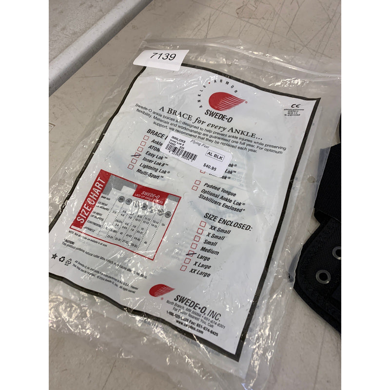 Swede-O Ankle Lok Support with Knit Tongue, Large Ankle Brace Black, Sprain