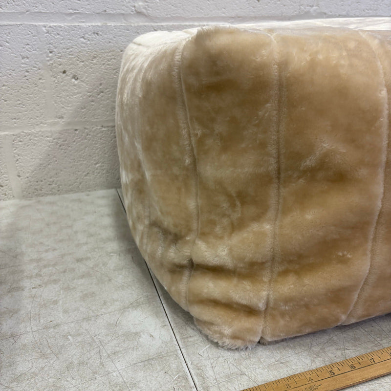 Soft Plush Pouf Ottoman Chair, 22"W x 22"L x 13"H, Living Room - Tan Box Design