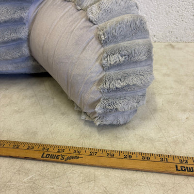 Soft Plush Backrest Pillow 30"W x 17"H Reading Pillow - Gray Fuzzy Stripe Design