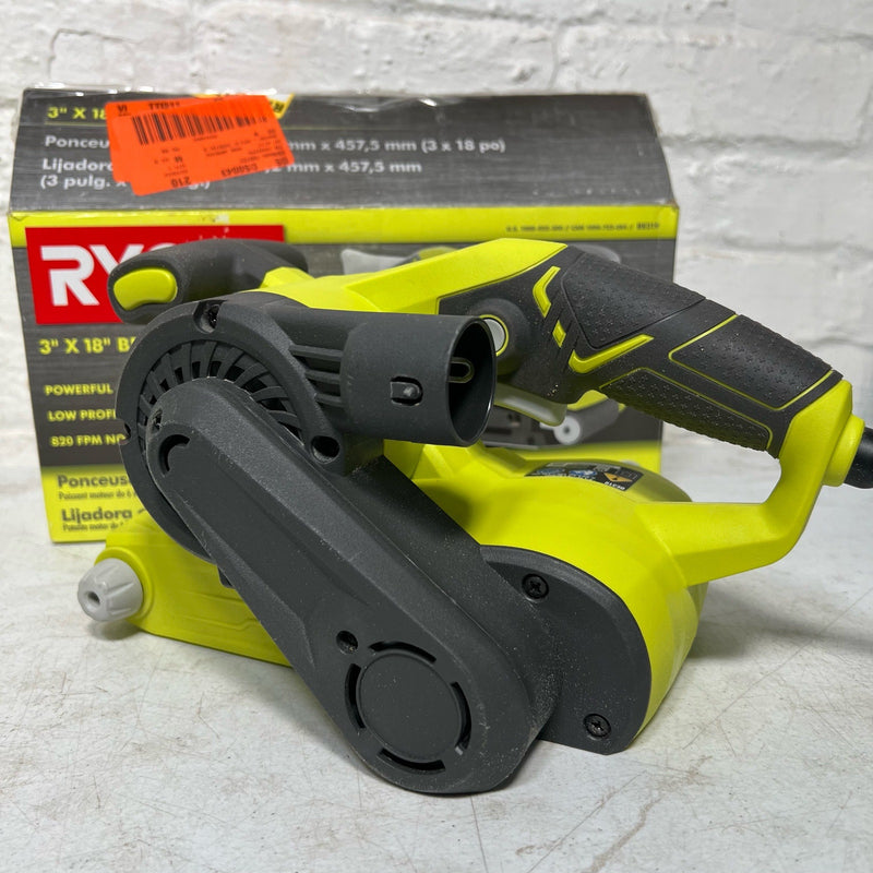 RYOBI 6 Amp Corded 3 in.W x 18 in.L Portable Belt Sander, 820 FRM, Low Profile