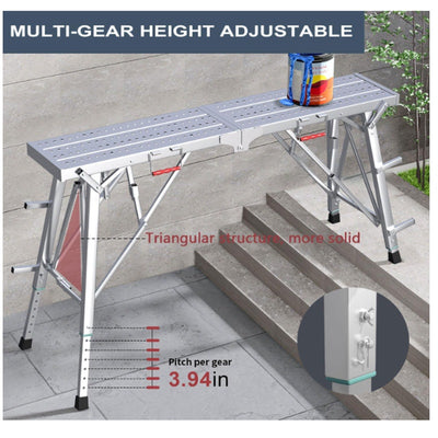 DaoLift 62.99"x9.84" Carbon Steel Scaffolding Platform CAP 660 LBS 32-50" H