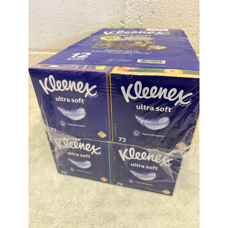 12-Boxes Kleenex Ultra Soft 3-Ply Facial Tissues, Cube Boxes 72 Tissues/Box