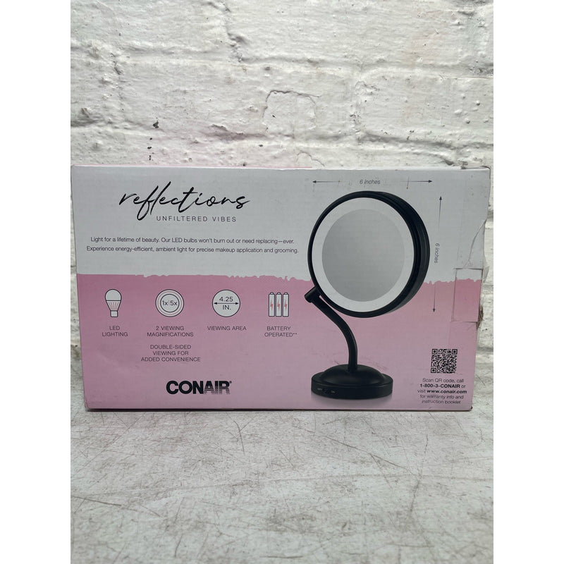 Conair Double-Sided LED Mirror with 1x and 5x Magnification, Battery Powered