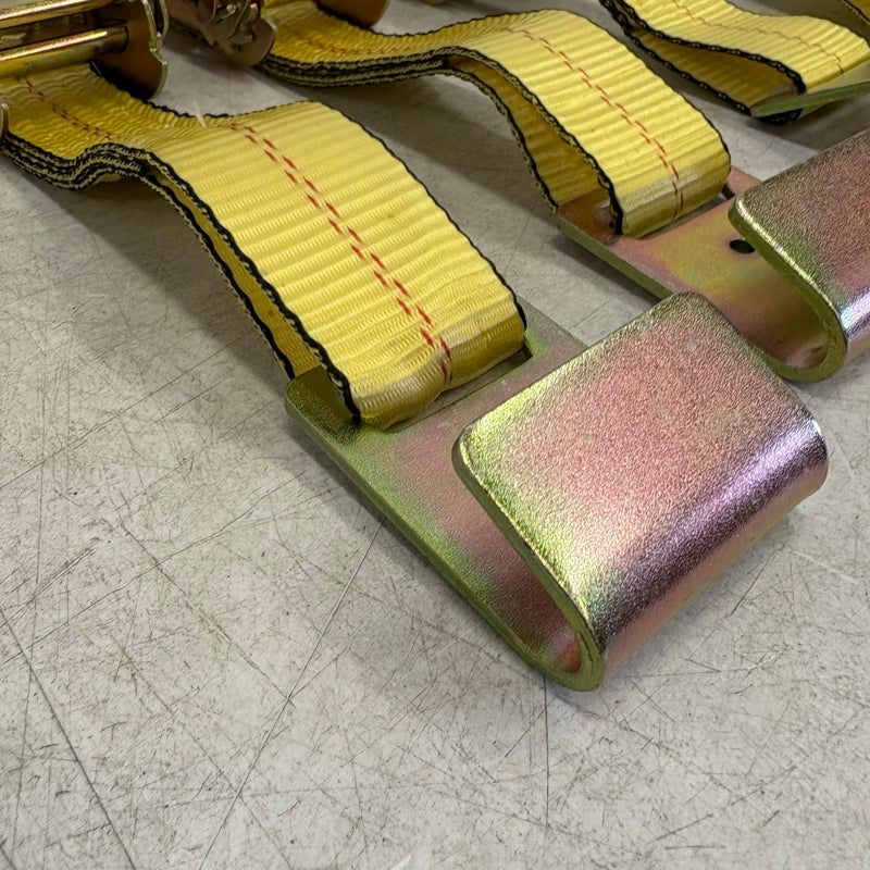 Waltyotur 4-Pcs Auto Lanyard Clip Ratchet Straps 2x96 Classic Yellow 3300 LB CAP