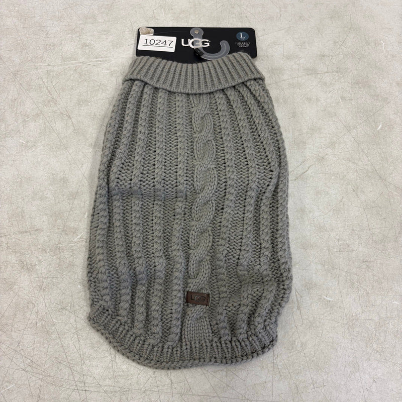 UGG Pet-Classic Cable Knit Dog Sweater w Sleeves Size Large 14-16" Collar - Gray