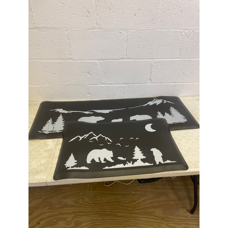 Wtrgas 2Pc Kitchen Mats Bear Decor Cabin Woodland Rugs, 17"x48" & 17"x30"