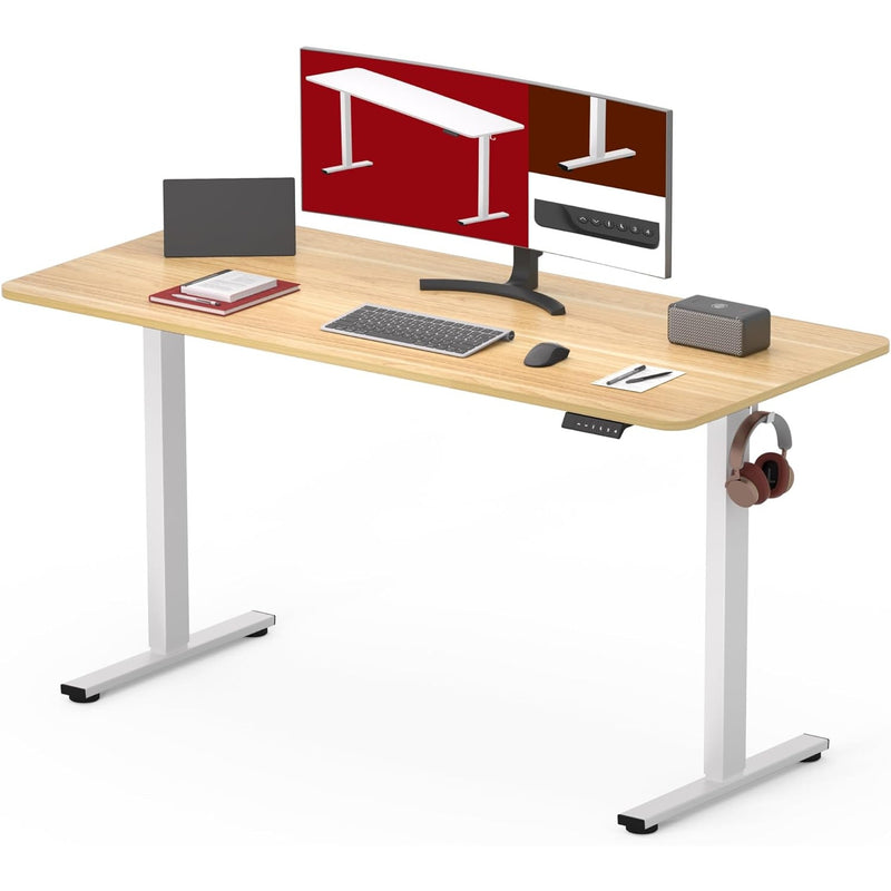FLEXISPOT Standing Desk Electric Stand Up Desk White / Tan 24"D x 40"W x 28"H