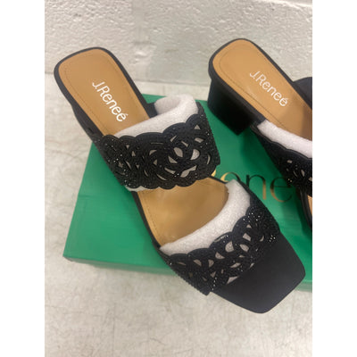 J. Renee, Keetana Sandal Heel, Women's Shoes, Size 12 Wide, Rhinestones - Black