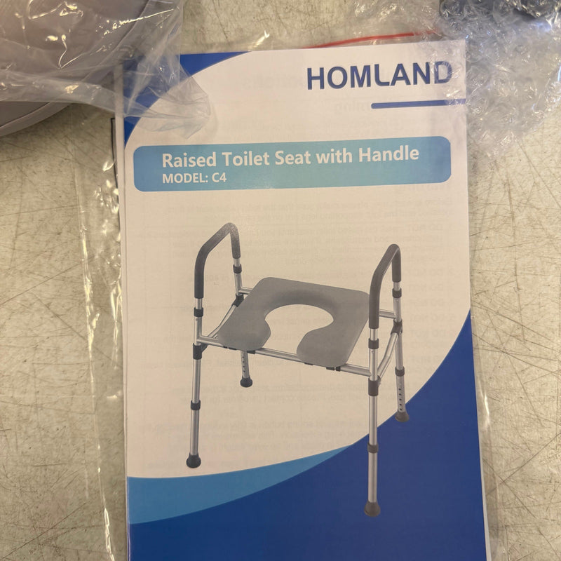 HOMLAND Adjustable Raised Toilet Seat with Handles, Seat Riser, 400lbs