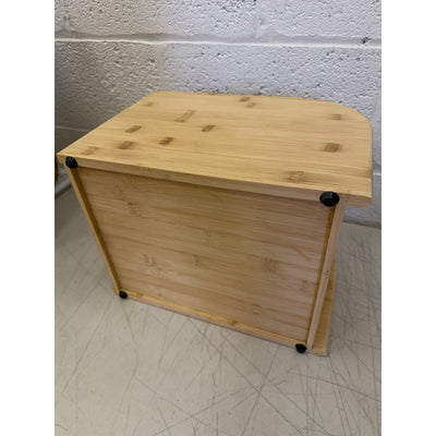 DYNAMI Bamboo Rice Dry Storage Box with Sliding Lid & Measuring Cup, Wood Color