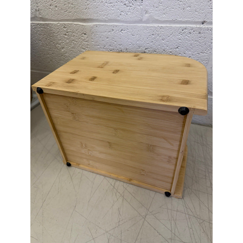 DYNAMI Bamboo Rice Dry Storage Box with Sliding Lid & Measuring Cup, Wood Color