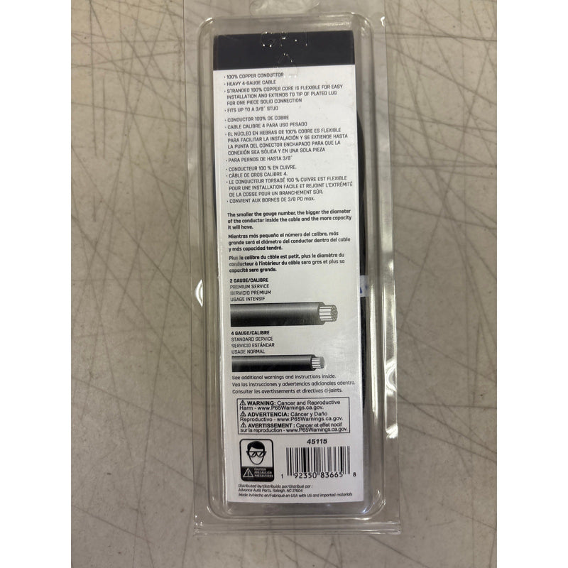 DieHard Battery Cable Side Post 45" Long 4 Gauge For Positive/Negative Terminals