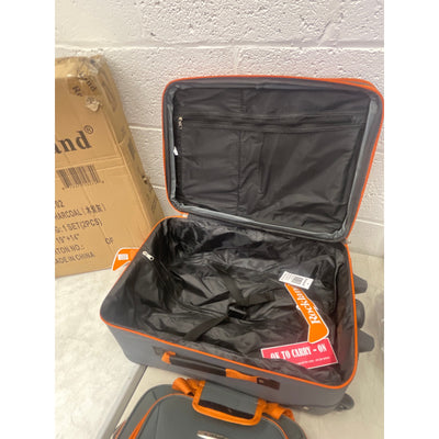 Rockland Fashion 2pc Softside Luggage Set with locking Zipper - Gray & Orange