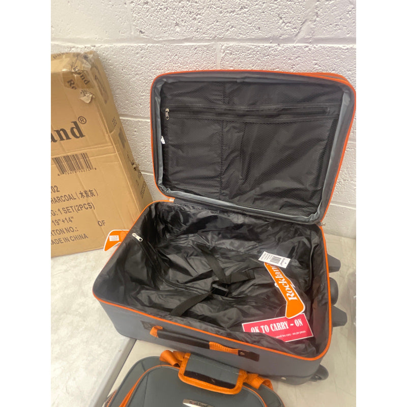 Rockland Fashion 2pc Softside Luggage Set with locking Zipper - Gray & Orange
