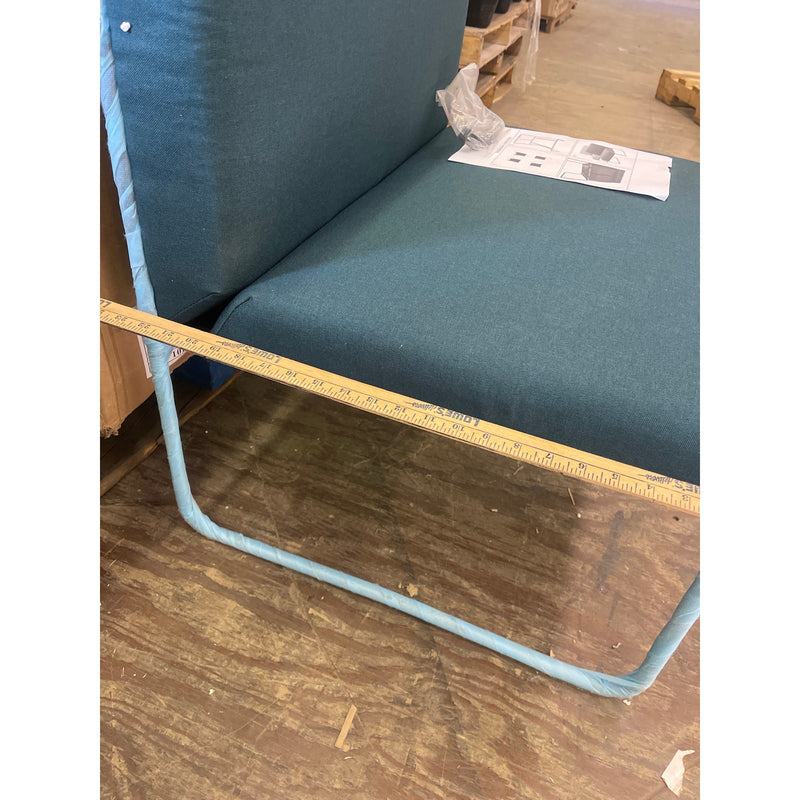 31 x 23 x 27 Inch Green Cushioned Modern Chairs with Black Metal Legs