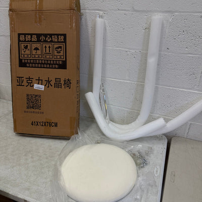 Cenozo Modern Minimalist Vanity Chair Clear Acrylic w/ Velvet Seat Cushion Cream