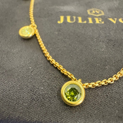 Julie Vos Rainbow Delicate Charm Necklace 24K Gold Plated - Shades of Jade