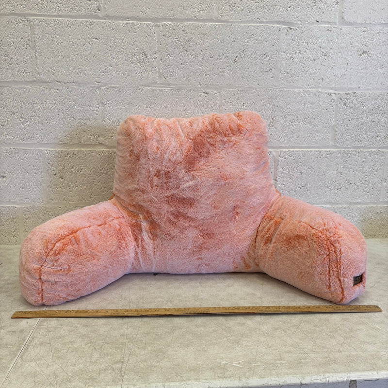UGG Plush Backrest Pillow, 36"W x 20"H Reading Pillow Soft Orange Fuzzy, Frosted
