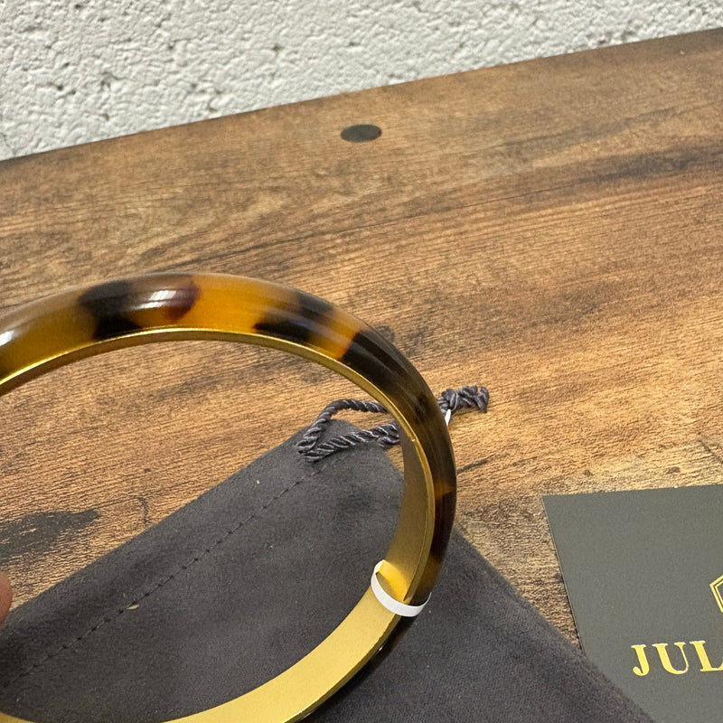 Julie Vos Madison Statement Bangle Carnaby Gold & Acrylic Tortoiseshell - Medium
