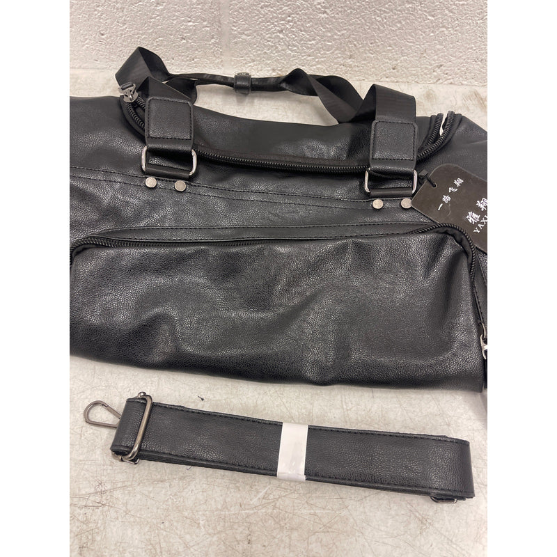 Yaxiang High Quality Leather Large Carry On Bag Travel Tote Duffel Bag - Black