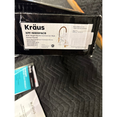 KRAUS Britt Commercial Style Pre-Rinse Kitchen Faucet with Deck Plate - Gold