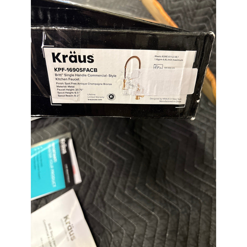 KRAUS Britt Commercial Style Pre-Rinse Kitchen Faucet with Deck Plate - Gold