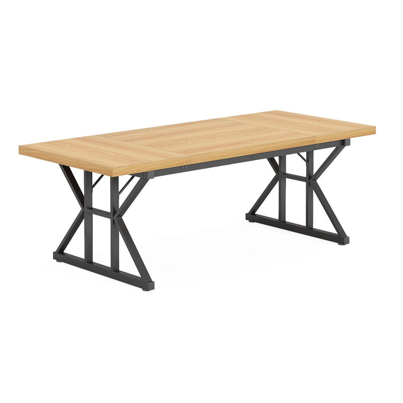 Tribesigns Wood Dining Table, Farmhouse 71" x 30" Kitchen Table for 6 People Tan