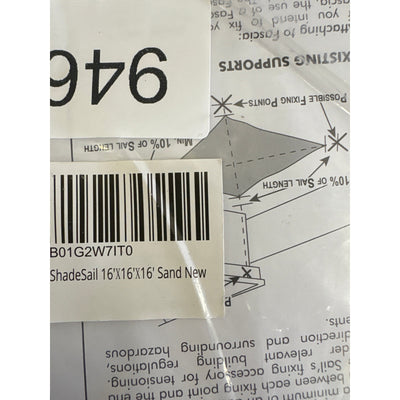 16'×16'x16' Pergola Sun Shade Sail Universal Replacement Canopy for Patio - Tan
