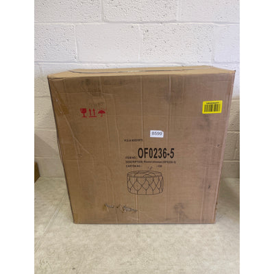 Homebeez 28" Round Storage Ottoman Button-Tufted Fabric Footrest Stool - Cream