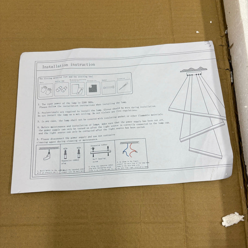 Sheinhot LED 3-Ring Chandelier Round for Living Room Bedroom 3000K-6500K - Black