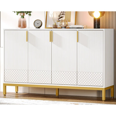 Tribesigns - Luxury Buffet Cabinet w/Storage, Kitchen Cabinet w/ 4 Doors - White
