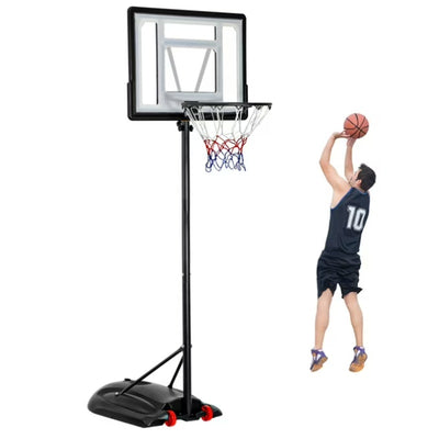 Basketball Hoop 7.2-9.2ft Adjustable, 32" Backboard, Black for Kids Youth Adults