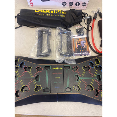 LALAHIGH Portable Home Gym System: Large Compact Push Up exercise Board w Bands