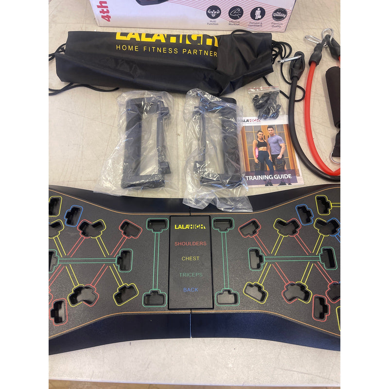 LALAHIGH Portable Home Gym System: Large Compact Push Up exercise Board w Bands