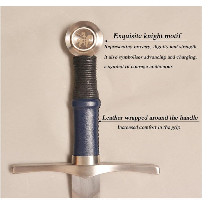 Handmade Cast Sharp Blade Medieval Sword Full Tang Leather Cover Real Metal