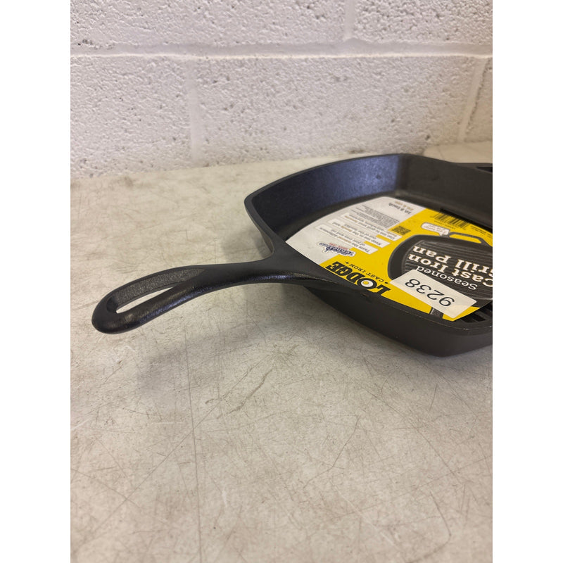 Lodge Cast Iron Grill Pan, Square, 10.5 Inch Seasoned - Cooking Skillet - Black