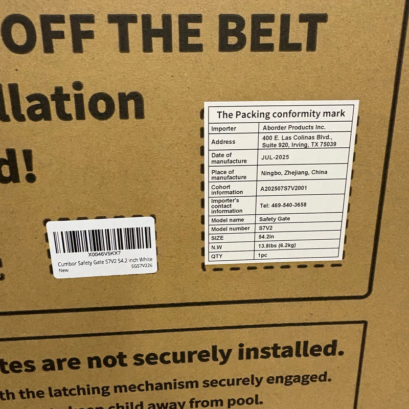 Cumbor 29.7-54.2" Wide Baby Gate Self Closing Dog Gate Pressure Mounted - White