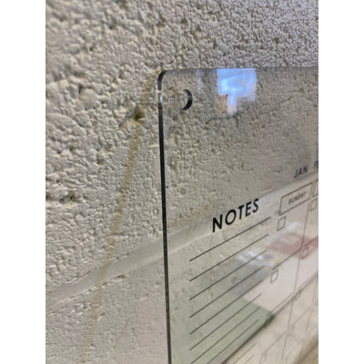 Guardmate Monthly Calendar Acrylic Dry-Erase Board 28" x 20" Wall-Mount &Markers