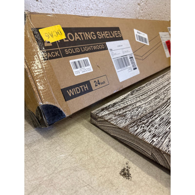 Set-of-2 Floating Shelves for Wall 24" Light Wood Shelves White, Gray, Brown